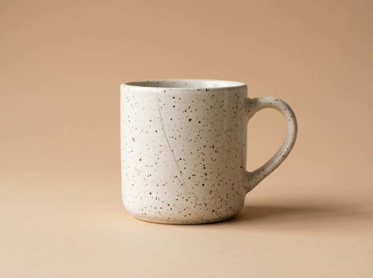 Ceramic mug with a real hairline crack